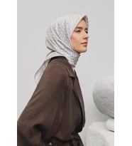 Armine Tivil İpek Eşarp 9301 - 83 Gri Karışık Desen