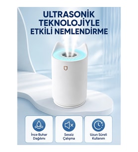Mey İthalat® Hava Nemlendirici Ultrasonik Aroma Difüzör 7 Renk LED Işıklı Gece Lambası
