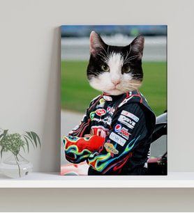 Evcil Dostlara Özel Nascar Pilot Tasarımlı Portre Kanvas Tablo-4
