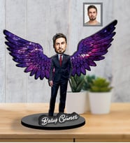 Kişiye Özel Babalar Günü Baba Karikatürlü İki Katmanlı Ahşap Biblo Model-3