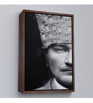 Çerçeveli Atatürk Portre Tablosu Mustafa Kemal Atatürk Dikdörtgen Dekoratif Kanvas Tablo (Altın)