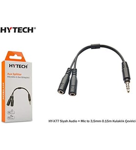 HY-X77 Siyah Audio + Mic to 3,5mm 0.15m Kulaklık Çevirici