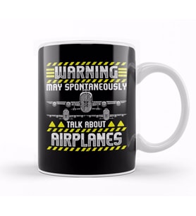 Warning May Spontaneously Talk About Airplanes Kupa Bardak Porselen