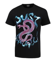 Just Cavalli Erkek Bisiklet Yaka Slim Fit Logo Baskılı Siyah T-Shirt 