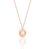 Gümüş rose baget kesim zirkon taşlı güneş ışığı kolye  SGTL12682ROSE