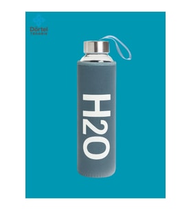 H2o Kılıflı Cam Matara 600 Ml