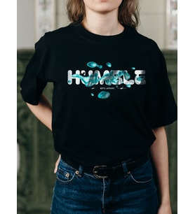 Humble Baskılı Oversize Bisiklet Yaka Beyaz Unisex Tişört