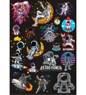 Astronot Sticker Set 4 16 Parça Telefon, Tablet, Defter, Laptop Sticker