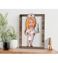 BK Gift Kişiye Özel Hemşire Karikatürlü 3D Ahşap Tablo, Sevgiliye Hediye, Arkadaşa Hediye, Yıl Dönümü Hediyesi, Doğum Günü Hediyesi-1