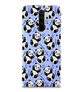 Xiaomi Redmi Note 8 Pro Uyumlu Lansman Kılıf Panda Tasarımlı İçi Kadife Kapak-Lila (Şeffaf)