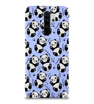 Xiaomi Redmi Note 8 Pro Uyumlu Lansman Kılıf Panda Tasarımlı İçi Kadife Kapak-Lila (Şeffaf)