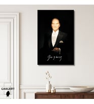 Tekli Dikey Kanvas Tablo İmzalı Canım Atatürk
