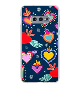 PrintiFy Samsung Galaxy S10e ile Uyumlu 1mm Slim Fit Retro Colors 3 Baskılı Şeffaf  Kılıf
