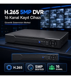 H.265 5MP 16 Kanal DVR Güvenlik Kamerası Kayıt Cihazı