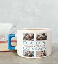 BK Gift Kişiye Özel Fotoğraflı Babalar Günü Tasarımlı Mavi Kulplu Çay & Kahve Fincanı-2, Babaya Hediye, Babalar Günü Hediyesi