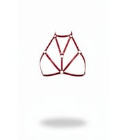 Mulvxbrf Brf02 Bordo Göğüs Harness Deri Metal Halka Detaylı Yüksek Yaka - Brf244 (Mulvix)