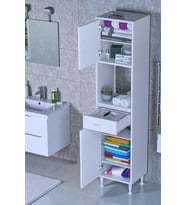 Eliusta Vero 5 Bölmeli 35 cm Genişlikte Dolap Çok Amaçlı Kullanım Banyo Dolapı 35x173x32,5 cm Dolap (Beyaz)