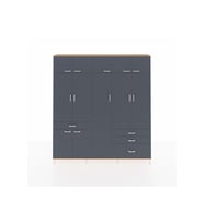 Arges Gardrop 11 Raflı 4 Çekmeceli 2 Askılı 220x30x243 Çam-Antrasit