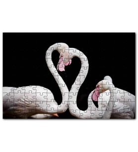 Cakapuzzle Zarif Boyunlarıyla Beyaz Flamingolar Puzzle Yapboz MDF (Ahşap) (120 Parça)