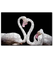 Cakapuzzle Zarif Boyunlarıyla Beyaz Flamingolar Puzzle Yapboz MDF (Ahşap) (120 Parça)