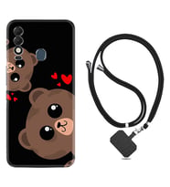 Tecno Spark 8T Kılıf Silikon Boyun Askılı İpli Desenli Silikon Love Animals 1780