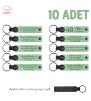 Açık Yeşil & Yeşil, Anaokulu Hatırası İçin Kişiselleştirilmiş Anahtarlık 10’lu Set, Eğitim Hediyesi