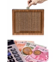 AHŞAP 30.000 HEDEFLİ PARABOX KUMBARA PARA BİKTİRME KUTUSU (Kahverengi)