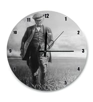 Cakatablo Siyah Beyaz Buğday Tarlasındaki Atatürk Duvar Saati