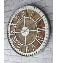 Markakanvas Gri Metal Kasalı Eski Dünya Haritalı Duvar Saati (Çap 50 cm - 80 cm ) (Altın)