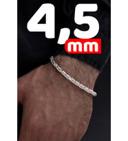 Parlak Kral 4.5 mm Erkek Gümüş Bileklik 5657363453453
