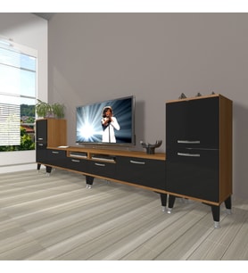 Decoraktiv Eko 9200 Mdf Silver Tv Ünitesi Tv Sehpası (Siyah - Ceviz)
