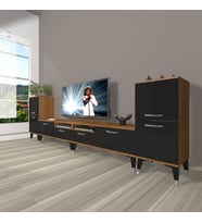 Decoraktiv Eko 9200 Mdf Silver Tv Ünitesi Tv Sehpası (Siyah - Ceviz)