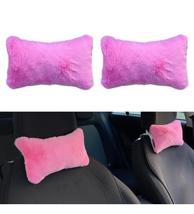 Yumuşak Peluşlu Ortopedik Araba Seyahat Boyun Yastığı 2'li Şeker Pembe