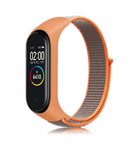 Xiaomi Mi Band 5 Band 6 Kordon Hasır Band (Gri - Turuncu)