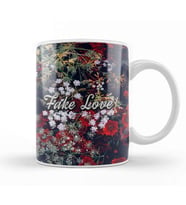 Kpop Fake Love Red Floral Kupa Bardak Porselen