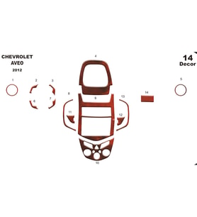 Meriç® Chevrolet Aveo Ön Torpido Kaplama Maun 14 Parça 2012-› (Maun)