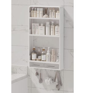 Modüler 3 Katlı Banyo Düzenleyici Raf; Yapışkanlı Duvar Rafı, Delmeden Montaj Mutfak Organizeri, 2