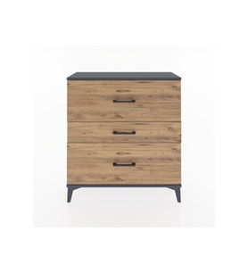 Arges Şifonyer 3 Çekmeceli 88x30x96 Antrasit-Çam