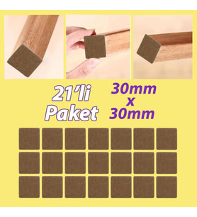 Yapışkanlı Kare Keçe Masa Sandalye Parke Zemin Ayak Koruyucu Kaydırmaz Keçesi 30x30 mm (21'Lİ PAKET) (Kahverengi)
