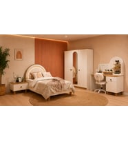 Bohem Genç Odası Takımı (4 Kapılı Dolap+Karyola 100x200+Komodin+Çalışma Masası ve Üst Ünite+Kitaplık+Şifonyer+ayna )