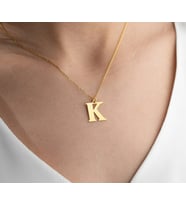 K Harf 14 Ayar Altın Kolye