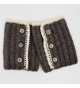 El Örgüsü Dantelli Kahverengi Bot Manşeti (Boot Cuffs)