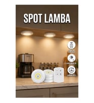 Uzaktan Kumandalı 3'lü Kablosuz LED Spot Lamba Pilli Yapışkanlı Ampul Seti