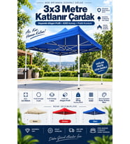 3x3 Metre Katlanır Çardak 420D Kumaş – 28 Kg Altıgen 30 mm Profil Gazebo