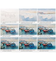 %100 El Yapımı Manzara Suluboya Resmi 56x37 cm Çerçevesiz