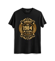Vintage Gold Awesome Series January 1984 Siyah Tshirt