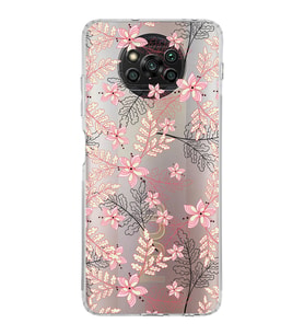 Xiaomi  Poco X3 Pro  Kamera Korumalı Kapak Floral Kırmızı Tasarımlı Şeffaf  Kılıf
