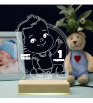 Erkek Bebeğe Yaş Günü Temalı Led Lamba