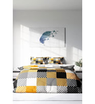 Çift Kişilik ( Lastikli Çarşaflı ) %100 Pamuk Saten Nevresim Takımı Checkers Gray