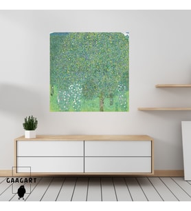 Kare Kanvas Tablo Ünlü Eserler Gustav Klimt-Rosebushes under the Trees